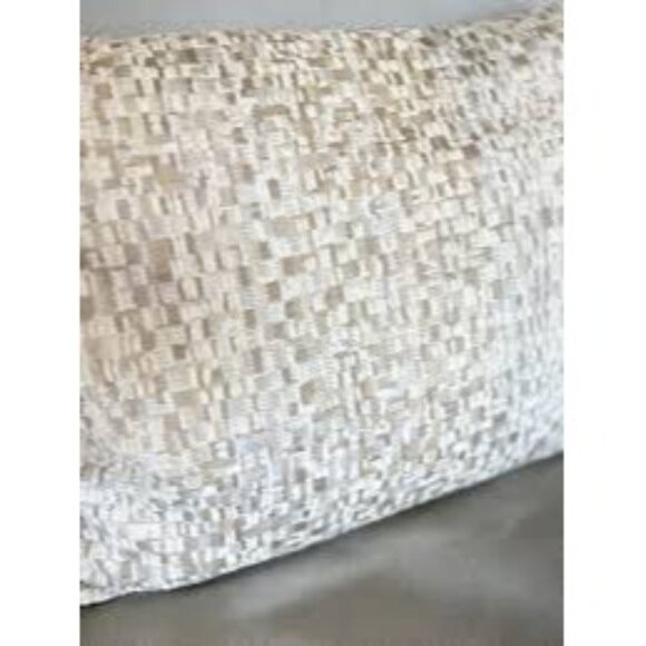 Set Of 2 Haverty's Tweed Beige & White Throw Pillow Covers Zippers 20"x16"《840》M - Picture 2 of 11